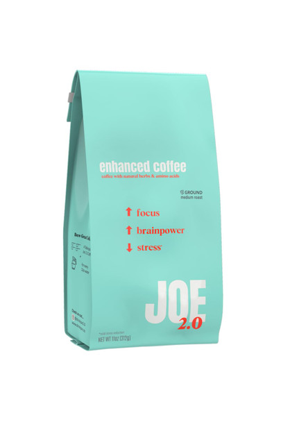 Joe 2.0 - Mushroom Coffee with Lion’s Mane & Ashwagandha – Nootropic Ground Coffee for Focus Calm Energy & Clarity – Joe 2.0 Medium Roast – 20 Servings (11 oz)
