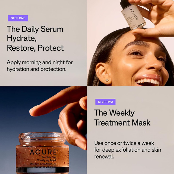 Acure Zombie Cell Clarifying Serum - Rejuvenate Face Serum with Niacinaminde & Milk Thistle, Hydrating Anti Aging Daily Treatment to Tone Skin & Boost Cell Turnover for Natural Glow - 1 fl oz