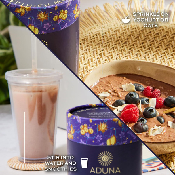 Aduna Organic Mind Superfood Blend | 100% Natural Stir-in Blend With 10+ Superfoods for Focus, Calm & Mental Clarity | Vegan Powder for Oats, Yogurt, Shakes, Smoothies, Drinks & Baking | 250g