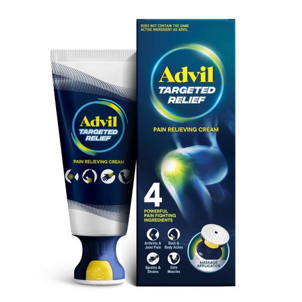 Advil Targeted Relief Pain Relieving Cream with Massage Applicator, Up to 8 Hours of Powerful Relief of Minor Arthritis Pain, Joint Pain, Lower Back Pain and Muscle Pain, 2.5 oz