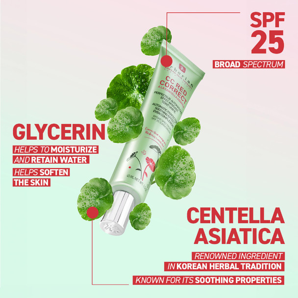 Erborian CC Red Color Correcting SPF 25 Green Pigment Cream Neutralizes Redness Calms Skin Lightweight Tone‑Perfecting Primer Korean Skincare  0.5 Ounce