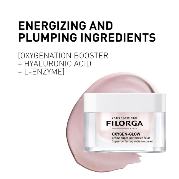 Filorga Oxygen-Glow Super-Perfecting Radiance Daily Skin Cream Hydrating Treatment with a Moisturizing Boost of Hyaluronic Acid and Detoxifying Enzymes for a Flawless Wrinkle Free Face 1.69 fl. oz.