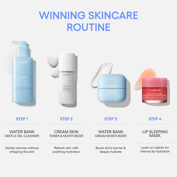 Laneige Skincare & Lip Care Holiday Gift Sets – Lip Mask Water Bank Lip Glowy Balm – Beauty Essentials for Gifting & Self-Care Hydration to Go Set
