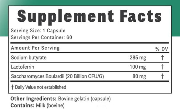 Gutmax Gut Repair Formula with Lactoferrin and Butyrate Enteric Capsules No Fillers or Flow Agents 60 Count