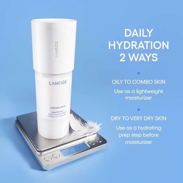 LANEIGE Cream Skin Toner & Moisturizer: Lightweight Refillable Korean Milky Toner with Ceramide & Peptide for Hydration Firming & Barrier Support   5.74 oz