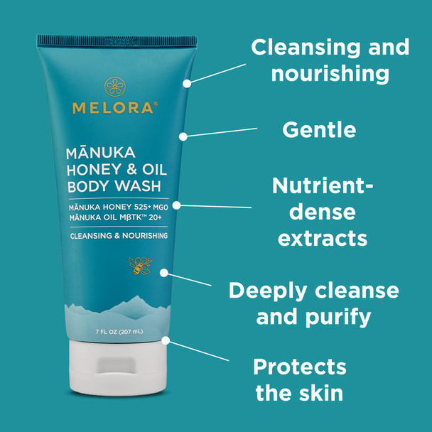 MELORA Manuka Honey Body Wash 7 Oz