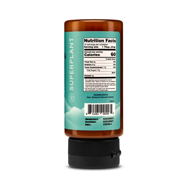 Melora Manuka Honey New Zealand Raw Honey  Pure Unfiltered Unpasteurized Honey  Organic Squeeze Bottle  UMF 8+  MGO 185+  12 oz