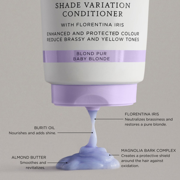 Christophe Robin Shade Variation Baby Blonde Toning Purple Conditioner with Florentina Iris Neutralizes Brassy Yellow Tones for Blonde Bleached Silver Highlighted Hair 16.9 fl oz