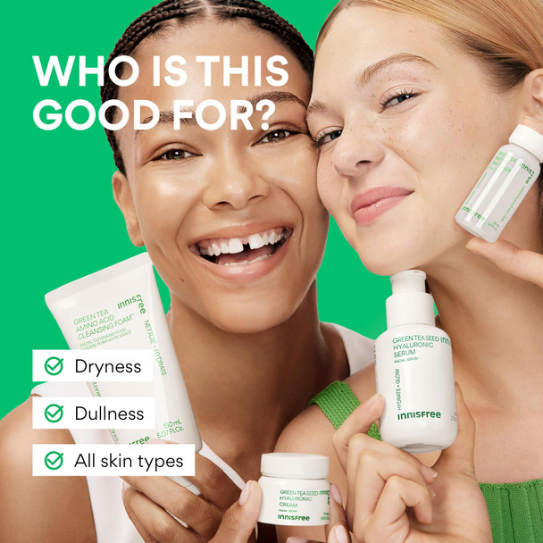 innisfree Green Tea Seed Hydrating Serum with Hyaluronic Acid & Niacinamide Korean Face Serum for Glow & Skin Barrier Suport Available in Refill & Sets -Hydration Heroes Set