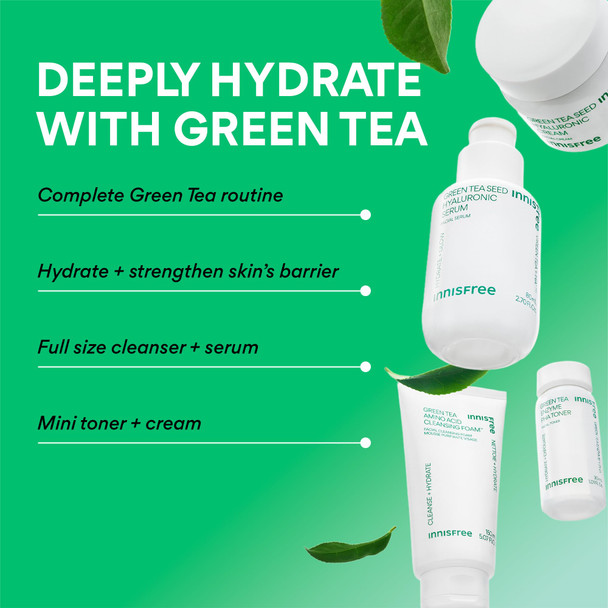 innisfree Green Tea Seed Hydrating Serum with Hyaluronic Acid & Niacinamide Korean Face Serum for Glow & Skin Barrier Suport Available in Refill & Sets -Hydration Heroes Set