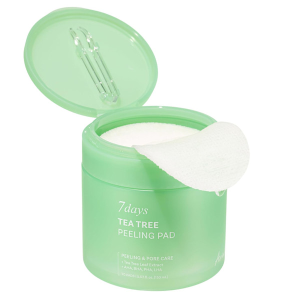 Ariul 7 Days Tea Tree Peeling Pad – Gentle Exfoliation & Pore Care, Skin Smoothing with LHA & PHA, Sebum Control with Green Tomato, Vegan Sheets, Korean Skin Care, 70 Counts, 125ml / 4.23 fl. oz