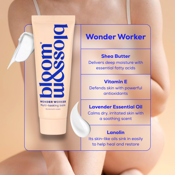 Bloom & Blossom Wonder Worker - Multi-Purpose Healing Balm with Shea Butter & Vitamin E - Natural Moisturizer for Dry Skin & Baby Care