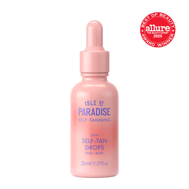 Isle of Paradise Self Tanning Face & Body Drops- Self Tanner Drops for a Natural Bronze Long-lasting Tan Cruelty Free Fragrance Free & Dermatologist-Approved 1.01 fl. oz -Light
