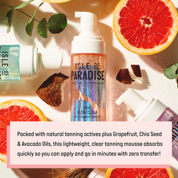 Isle of Paradise Glow Clear Self Tanning Mousse - Color Correcting Tanning Foam Vegan and Cruelty Free 6.76 Fl Oz -Dark (Bronzed Glow)