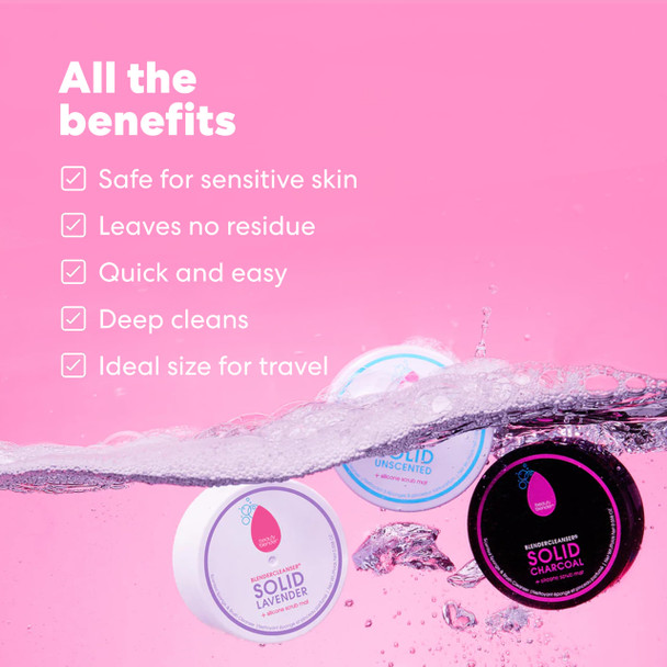 beautyblender Blendercleanser Tool Scrub Solid Cleanser – Unscented Scented Makeup Sponge & Brush Cleansing Bar – Hand Sponge and Brush Cleanser Removes Makeup & Buildup Travel-Friendly 1 oz