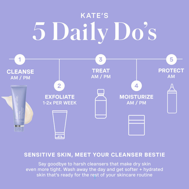 Kate Somerville Goat Milk Moisturizing Cleanser - Gentle Daily Face Wash for Sensitive Skin Relieves Dry Skin & Tightness 4 Fl Oz (Pack of 2)