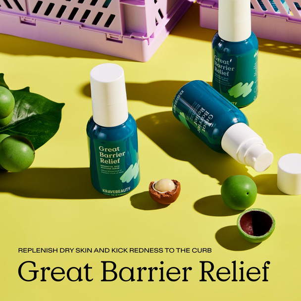 KraveBeauty Great Barrier Relief Serum – Korean-Inspired Barrier Repair Serum Tamanu Oil Soothes Redness & Hydrates Vegan & Cruelty-Free 1.52 fl oz