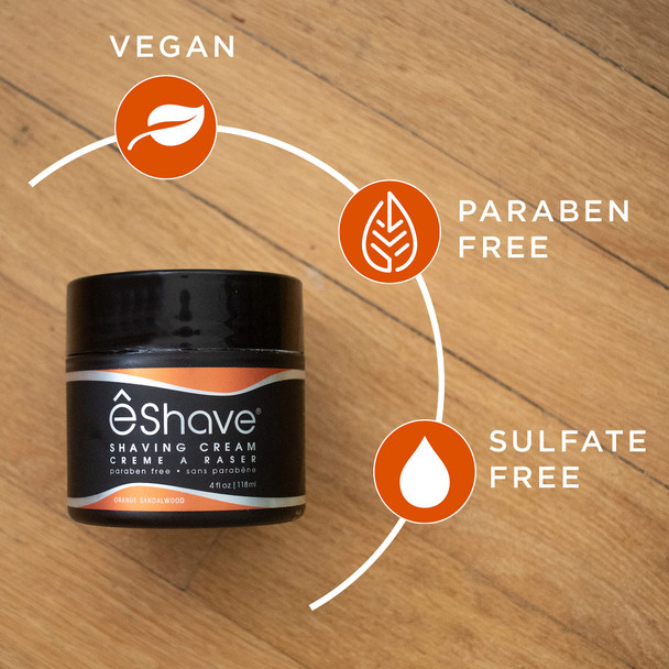 eShave Shaving Cream for Men Orange Sandalwood prevents shaving irritation and razor burn generates a rich lather for a soft silky Smoothest shave  Orange Sandalwood