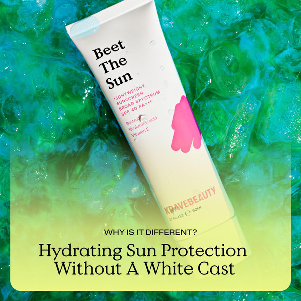 KraveBeauty Beet The Sun SPF 40 – Korean-Inspired Daily Broad Spectrum Sunscreen Non-Greasy Chemical SPF No White Cast Vegan & Cruelty-Free 1.7 fl oz