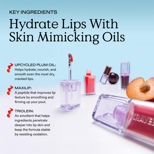 KraveBeauty Plumptuous Lip Jelly 0.24 fl oz Antioxidant-rich Lip Oil with a Sheer & Buildable Tint Non Sticky Formula For Fuller Looking Lips Vegan & Cruelty Free Iced Persimmon