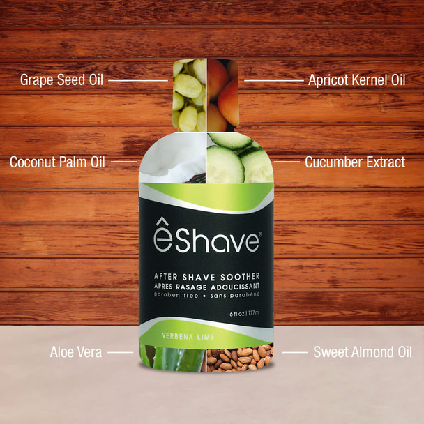 eShave Luxury After Shave Balm for Men-After Shave Lotion Soothes Razor Burn- Deep Moisturizes Skin- All-Natural Vegan After Shave Cream Energizing Verbena Lime 6 oz  Verbena Lime