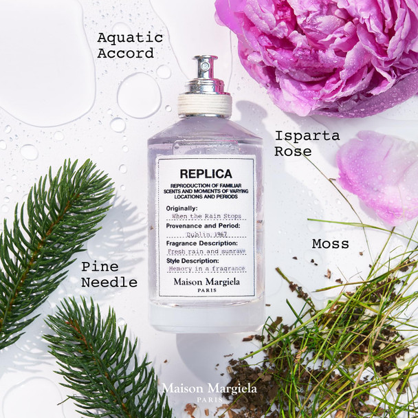 Maison Margiela - Replica - When the Rain Stops Eau de Toilette - Fresh Fragrance - With Acquatic Accord Isparta Rose Petal & Patchouli  1 Ounce