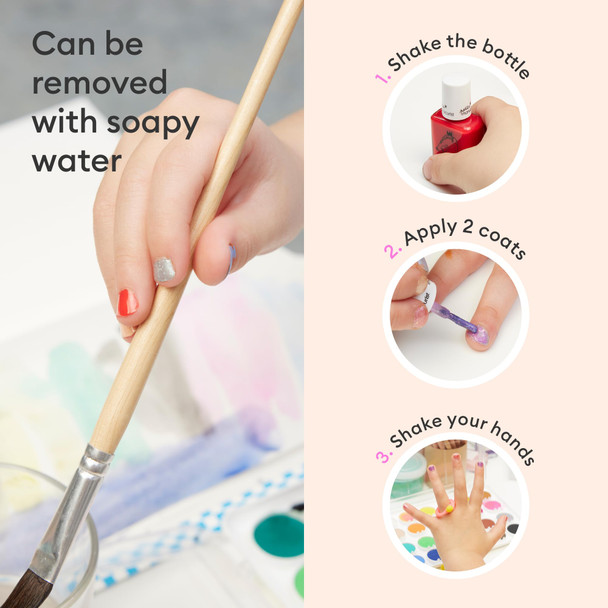 Manucurist Kids Nail Polish Set Bonnie Stella Janis - Glitter Blue Pale Pink Mauve - Water Based Non Toxic - Princess Party Favors - Vegan & Made in France - From 3 Years Old - Christmas Gifts