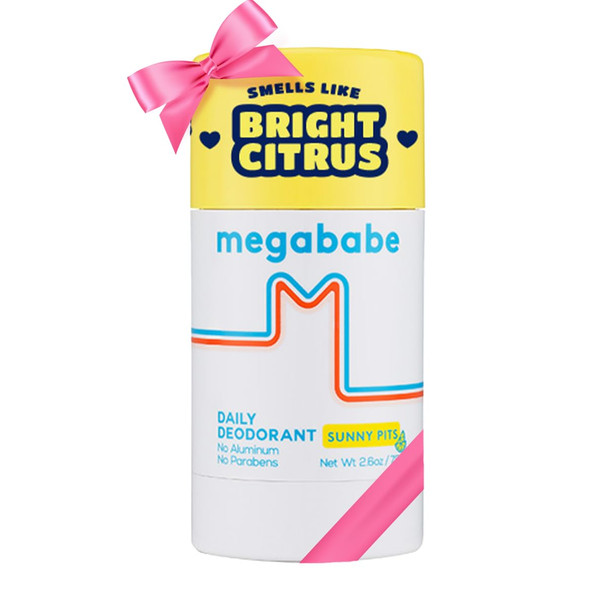 Megababe Daily Deodorant - Sunny Pits | Holiday Gifts for Women | Aluminum-Free, Clear & Clean | 2.6 oz