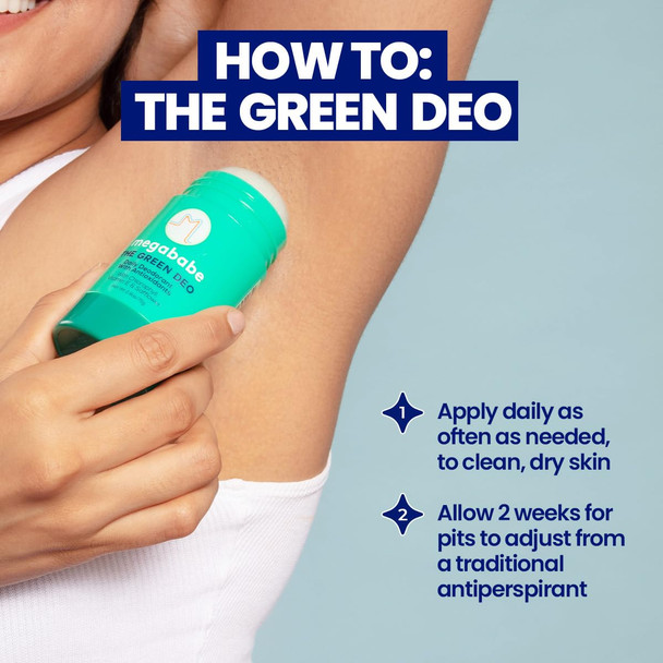 Megababe Daily Deodorant - The Green Deo with Vitamin E & Safflower | Aluminum-Free Solid All Natural | Geranium & Lemon | Free from Parabens Sulfates & Phthalates | 2.6 oz