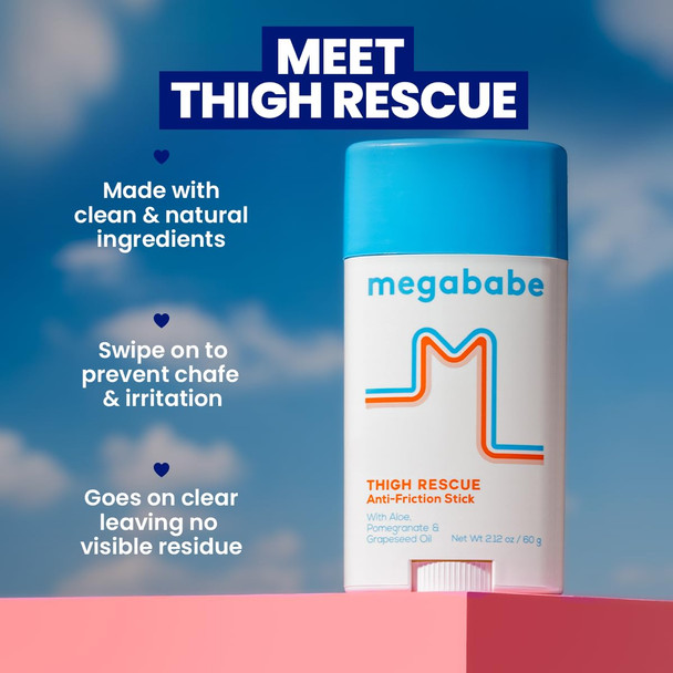 Megababe Thigh Rescue Anti-Chafe Stick | Prevents Skin Chafe & Irritation | Thighs arms Bra-Lines & More
