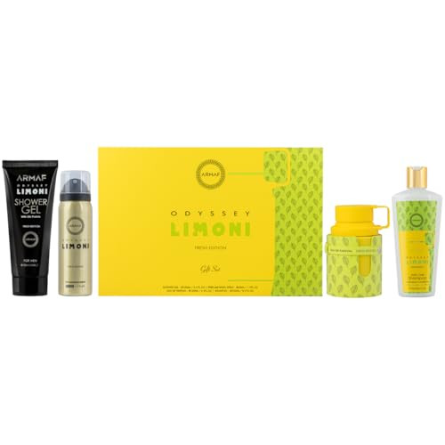 Armaf Odyssey Limoni Fresh Edition Ãƒ¢Ã¢Š¬Ã¢‚¬Å“ Citrus Marine Amber Ãƒ¢Ã¢Š¬Ã¢‚¬Å“ 4-Piece  Set For Unisex (3.4 Oz Eau De Parfum + 3.4 Oz Shower Gel + 1.7 Oz Body Spray + 8.4 Oz Shampoo)