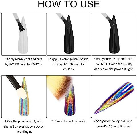 Artdone 16 Jars Chrome Nail Powder Nail Art Fimo Striping Tape Lines Decoration Metallic Mirror Effect Holographic Aurora Chameleon Pigment Powder 1G/Jar Pearl For Resin Craft & Nail Art