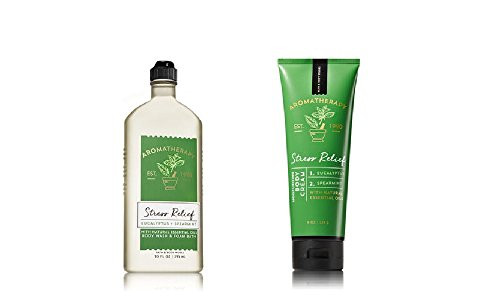 Bath Body Works  Aromatherapy  Stress Relief - Eucalyptus & Spearmint  Bundle  Body Wash & Foam Bath 10Oz. & Body Cream 8 Oz