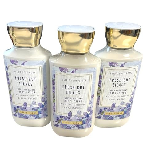 Bath & Body Works Fresh Cut Lilacs 3 Pack Body Lotion Bundle - 8 Fl Oz / 236 Ml Each