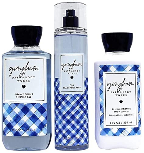 Bath And Body Gingham - The Daily Trio  Set Full Size - Shower Gel Fine Fragrance Mist And Super Smooth Body Lotion - 2019