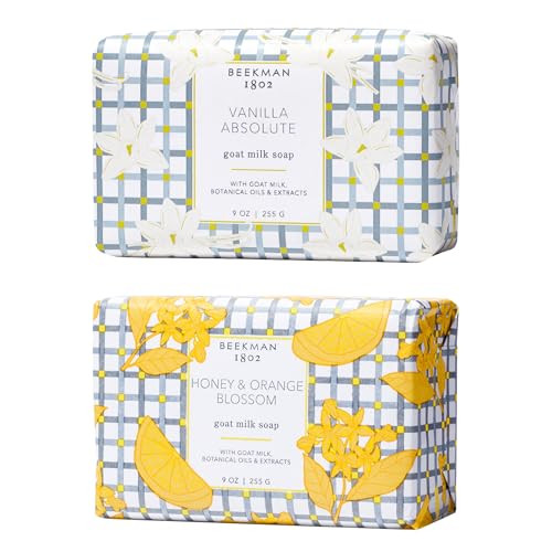 Beekman 1802 Goat Milk Body Soap Bar Set - Scented - 9 Oz (Pack Of 2) - Nourishes Moisturizes & Hydrates - 100% Vegetable Soap - Good For Sensitive Skin - Cruelty