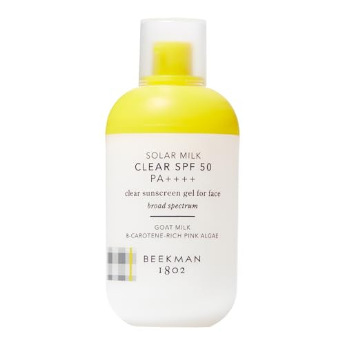 Beekman 1802 Solar Milk 3-In-1 Weightless Clear Spf 50 Face Sunscreen - 1.69 Fl Oz - Broad Spectrum Uva Uvb Protection + Makeup Primer Non-Greasy Gel Goat Milk Infused For All Skin Types & Tones