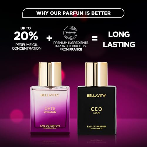 Bella Vita Luxury Ceo Man & Date Woman Liquid Eau De Parfum Perfume  Set 2X50Ml For Men And Women With Lemon Lavender Pink Pepperfloral Fruity Woody Long Lasting Edp Fragrance Scent
