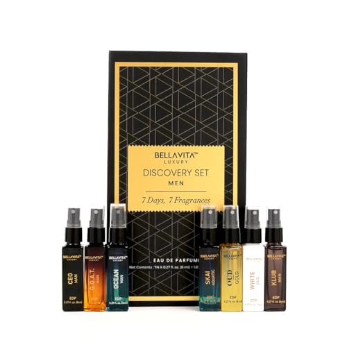 Bellavita Luxury Discovery Set Mens Perfumes (7X8Ml)  Mini Perfume  Set For Men With Bergamot Oud & Patchouli Oriented  Compact Long-Lasting Oud Colognes For Men  Cruelty  Fragrance