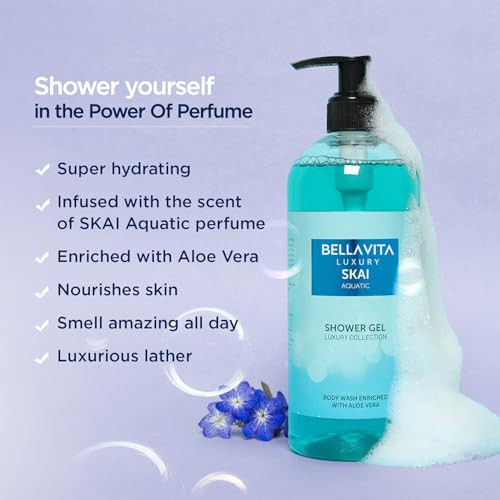 Bella Vita Luxury Skai Aquatic Body Wash Shower Gel For Men And Women  500Ml  Unisex Bodywash With Aloe Vera Extract  Deep Cleansing Hydrating Moisturising  Suitable For All Skin Types