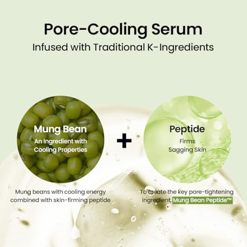 Beplain Mung Bean Pore Tight -Up Serum  Niacinamide Serum  Pore Minimizing  Redness Relief  Hydration  Korean Skincare For All Skin Types (1.69 Fl.Oz/50Ml)
