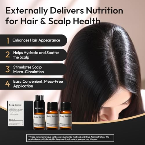 Bigvita Scalp Serum +  Scalp Massager Applicator For Thicker Fuller Hair  Hair Growth Dry Scalp Relief  Biotin Anagainãƒ¢Ã¢‚¬Å¾Ã‚¢ Centella & Natural Leaf Extracts  Soothes Itchy Flaky Scalp