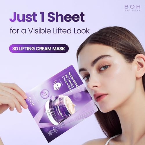 Bioheal Boh Probioderm 3D Lifting Cream Mask 6 Sheets  Korean Collagen Face Mask For Wrinkles Firming & Anti-Aging  Probiotic Skincare Sheet For Sagging Skin Instant Lift & Hydration