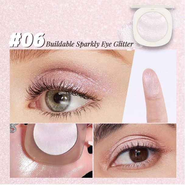 Cakaila Pearl White Silver Shimmer Glitter Sparkling Monochrome Eyeshadow Palettemetallic Single Eye Shadow For Older Womenlong Lasting Naturing-Looking Eye Makeup