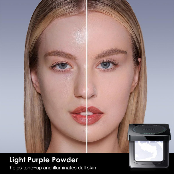 Carslan Waterproof Face Pressed Powder Compact 24H Longlasting Oil Control Pressed Setting Powder Talc- Makeup Shine  Poreless Smooth 02 For Oily Skin (0.28Oz)