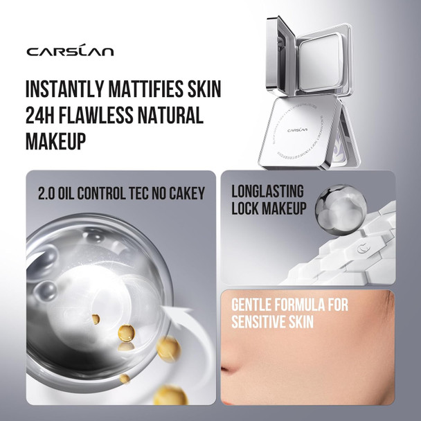 Carslan 2.0 Black Magnet Soft Focus Powder Waterproof Translucent Pressed Setting Powder 24H Longlasting Talc- Face Powder Oil Control Compact Makeup01 Pink For Dry&Com Skin 0.28Oz