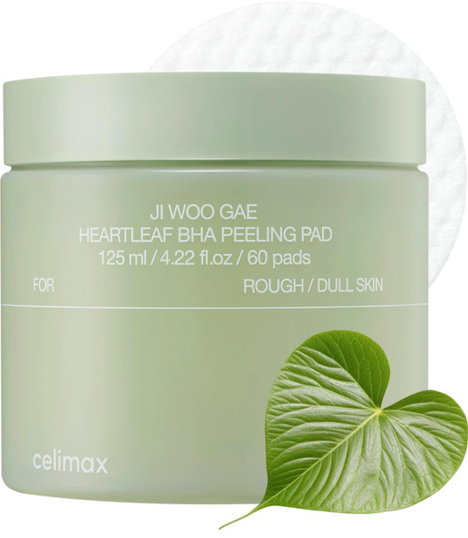 Celimax Ji.Woo.Gae Heartleaf Bha Peeling Pad  Pore Care Exfoliating Double-Side Toner Pads Facial Peels Hydrating Tea Tree For Acne Prone & Breakouts Christmas  Stocking Stuffers (60Pads)