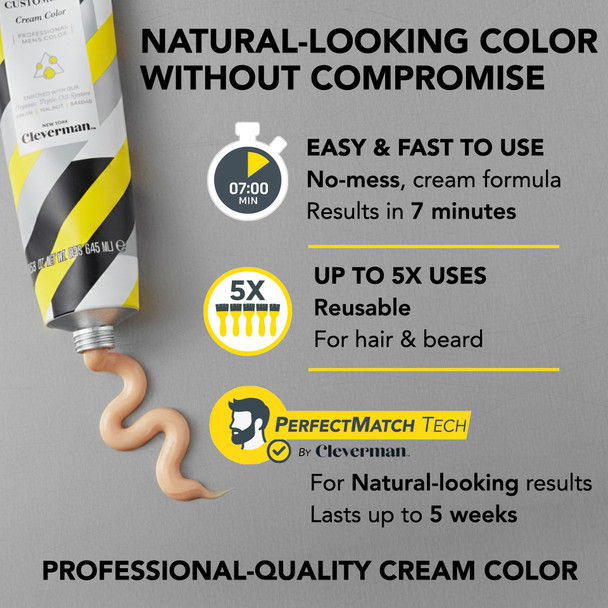 Cleverman Black Hair and Beard Dye For Men All In One Reusable Kit  Natural Looking Gray Coverage Professional Quality Ammonia 4 Fl Oz (1 Pack) Black Suitable For Black Hair