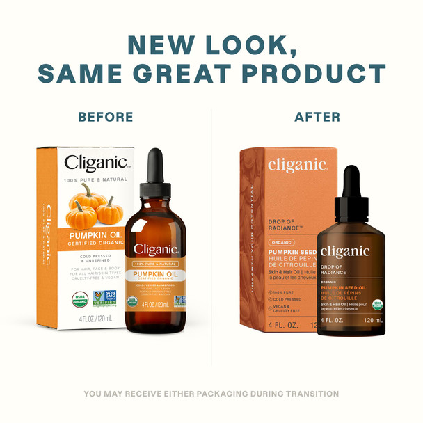 Cliganic Organic Pumpkin Seed Oil 100% Pure - For Hair & Face  Natural Cold Pressed Unrefined