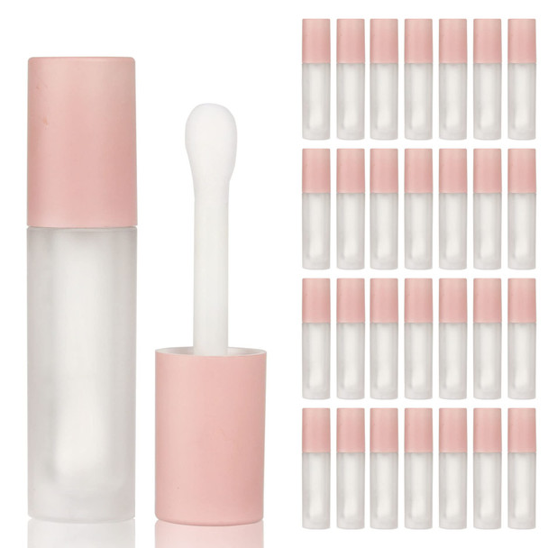 Cosidea 24 Pcs Empty 5Ml Big Brush Lip Gloss Tube White Round Lipgloss Tubes Container With Big Doe Foot Wand